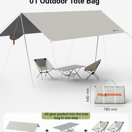 White Canopy Version-Canopy+Folding Table+2 Moon Chairs