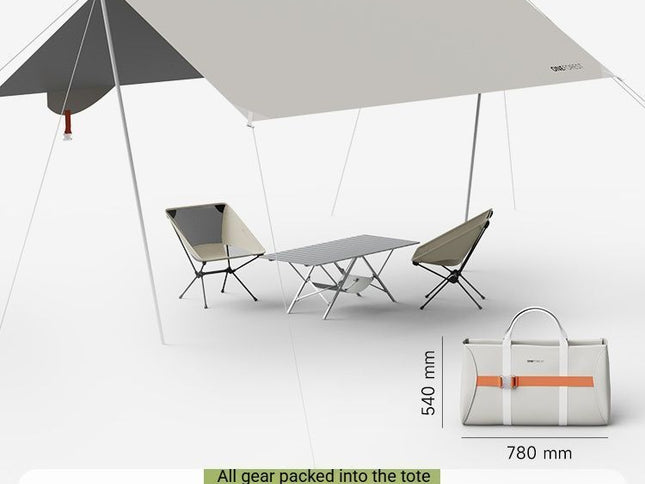 White Canopy Version-Canopy+Folding Table+2 Moon Chairs