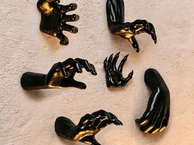 Creepy Fake Demon Hand Prop, Halloween Party & Christmas Indoor Desktop Decoration, 6 Pack (Candles Not Included)