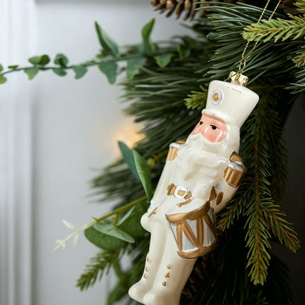 White & Gold 6 Pieces Assorted Hanging Ornament Set, Mixed Designs For Christmas & Halloween Scene Decoration