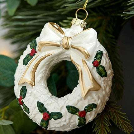 White & Gold 6 Pieces Assorted Hanging Ornament Set, Mixed Designs For Christmas & Halloween Scene Decoration
