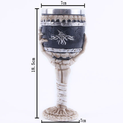 Resin Skeleton Bone Shaft Wine Goblet 2 PCS, Stainless Steel Inner Container, Novelty Bar Tableware for Christmas & Halloween Themed Event