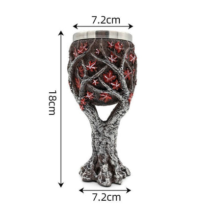 Resin Twisted Tree Branch Goblet 2 PCS, Sculpted Resin Cup With Stainless Steel Liner, Festive Display Drinkware for Christmas & Halloween Party
