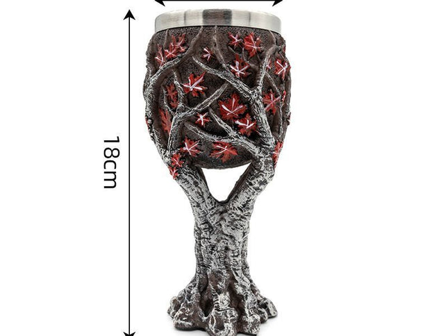Resin Twisted Tree Branch Goblet 2 PCS, Sculpted Resin Cup With Stainless Steel Liner, Festive Display Drinkware for Christmas & Halloween Party