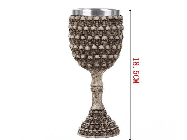 Resin Rivet Texture Wine Goblet 2 PCS, Embossed Surface Cup, Decor Bar Drinkware With Stainless Steel Liner for Christmas & Halloween