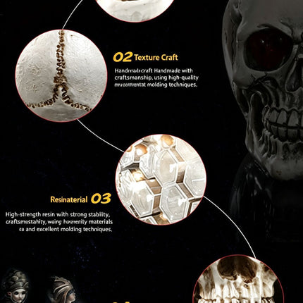 Resin Full Skull Sculpted Goblet 2 PCS, Bone‑textured Stem, Stainless Steel Inner Cup for Christmas & Halloween Home Party Decoration
