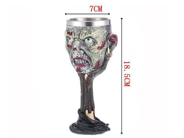 Resin Mutant Face Sculpted Goblet 2 PCS, Retro Horror-style Cup, Stainless Steel Inner Container for Christmas & Halloween Theme Activity