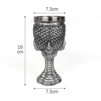 Resin Fish‑Scale Texture Goblet 2 PCS, Metallic Tone Resin Cup, Stainless Steel Inner Insert, Bar Table Decor for Christmas & Halloween
