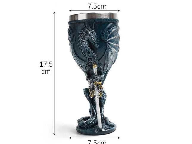 Resin Raven Bird Sculpted Goblet 2 PCS, Dark-toned Gothic Resin Cup, Stainless Steel Inner Cup for Christmas & Halloween Holiday Setup