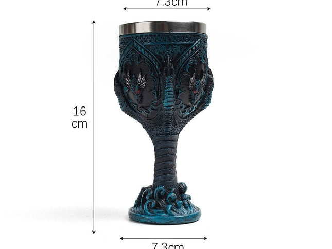 Resin Sea-Creature Scale Pattern Goblet 2 PCS, Deep-color Embossed Cup, Stainless Steel Inner Liner, Tableware for Christmas & Halloween Event