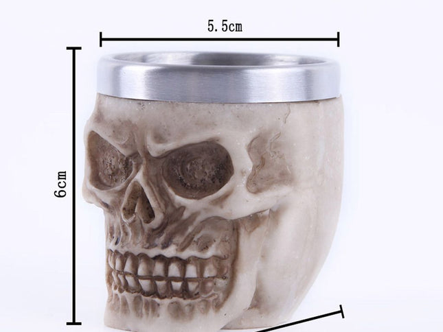 Resin Skull-Shaped Drinking Cup Without Stem 2 PCS, Skull Bowl Container With Stainless Steel Liner, Ornament for Christmas & Halloween