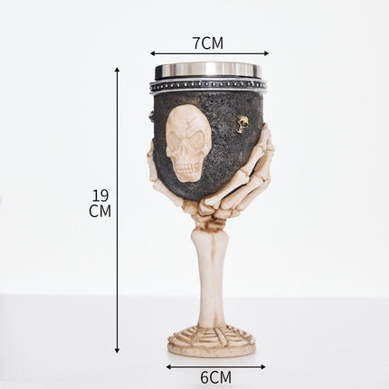 Resin Skeleton Hand Holding Skull Goblet 2 PCS, 3D Sculpted Resin Cup, Stainless Steel Inner Insert for Christmas & Halloween Theme Decor