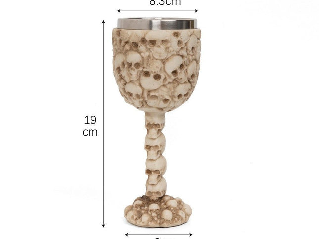 Resin Weathered Bone‑Pattern Goblet 2 PCS, Aged Bone‑textured Surface, Stainless Steel Inner Insert, Bar Drinkware for Christmas & Halloween