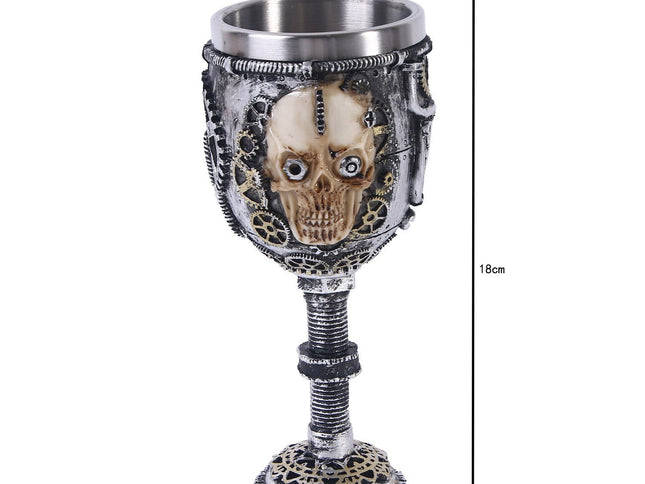 Resin Armour‑Frame Skull Goblet 2 PCS, Medieval Style Resin Wine Cup, Stainless Steel Inner Cup for Christmas & Halloween Theme Gathering