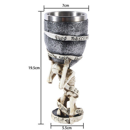 Resin Armour‑Frame Skull Goblet 2 PCS, Medieval Style Resin Wine Cup, Stainless Steel Inner Cup for Christmas & Halloween Theme Gathering