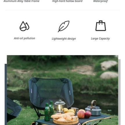 ONEFOREST Ultralight 4-Piece Camping Set, Modao New Green with Storage Bag, Aluminum Table Frame & 2 Moon Chairs, Foldable Outdoor Gear for Picnic Hiking Travel, Christmas Holiday Gift