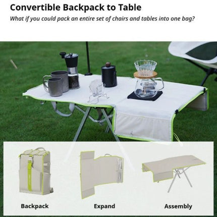 ONEFOREST Ultralight 4-Piece Camping Set, Modao New Green with Storage Bag, Aluminum Table Frame & 2 Moon Chairs, Foldable Outdoor Gear for Picnic Hiking Travel, Christmas Holiday Gift