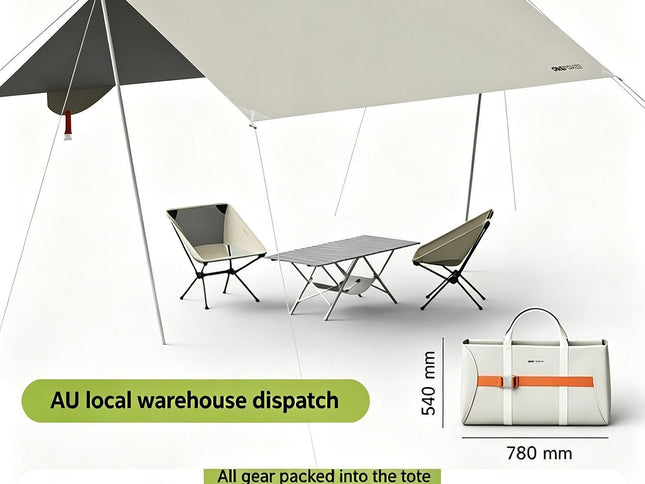 ONEFOREST Ultralight Portable Camping 3-in-1 Set with White Canopy, Tote Bag Integrated Outdoor Combination Kit, Foldable Camping Gear for Picnic, Backpacking, Self-driving Trip, Ideal Practical Present for Christmas and Holiday Gift Giving