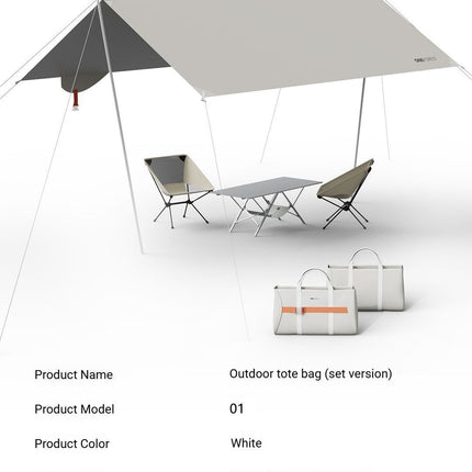 ONEFOREST Ultralight Portable Camping 3-in-1 Set with White Canopy, Tote Bag Integrated Outdoor Combination Kit, Foldable Camping Gear for Picnic, Backpacking, Self-driving Trip, Ideal Practical Present for Christmas and Holiday Gift Giving
