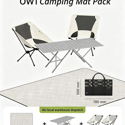 ONEFOREST 3-in-1 Tote Bag Camping Set with Black Ground Mat, Ultralight Foldable Outdoor Kit for Picnic & Travel, Christmas Holiday Practical Gift