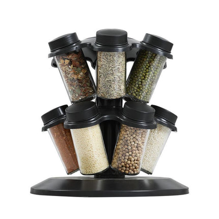 Mushroom‑Shape 12‑in‑1 Rotating Glass Spice Jar Set, Kitchen Countertop Seasoning Condiment Storage Organizer, Christmas & Halloween Household Kitchen Accessory, Practical Holiday Gift for Home Cooking Lovers