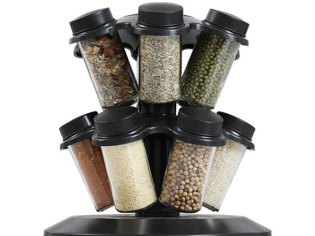Mushroom‑Shape 12‑in‑1 Rotating Glass Spice Jar Set, Kitchen Countertop Seasoning Condiment Storage Organizer, Christmas & Halloween Household Kitchen Accessory, Practical Holiday Gift for Home Cooking Lovers