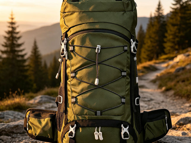 Multi‑Purpose Camping Hiking Backpack 60L Deep Olive Green,Nylon Daypack Equipped with Rain Cover,Sturdy Pack for Trekking & Outdoor Journey,Christmas Halloween Practical Travel Gift