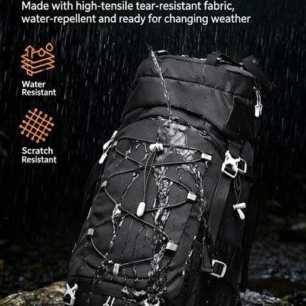 Spacious Nylon Trekking Rucksack 60L Orange,Expandable Backpack With Rain Cover,Suitable for Camping Hiking & Weekend Trip,Christmas Halloween Outdoor Activity Gift