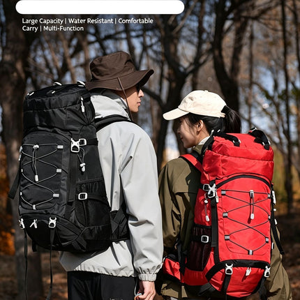 Heavy‑Duty Nylon Camping Rucksack 60L Dark Blue,Adjustable Volume Backpack With Rain Cover,Reliable Gear for Hiking Long‑Distance Travel,Christmas Halloween Outdoor Trip Gift Idea