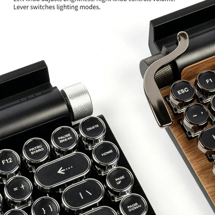 83 Keys Retro Punk Typewriter Mechanical Keyboard, Dual-Mode Bluetooth Hot Swappable Clicky Blue Switch, Wood Grain Shell With White Backlight, Custom Typing Accessory, Christmas Halloween Tech Enthusiast Gift