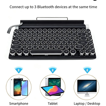 83 Keys Retro Punk Typewriter Mechanical Keyboard, Dual-Mode Bluetooth Hot Swappable Clicky Blue Switch, Wood Grain Shell With White Backlight, Custom Typing Accessory, Christmas Halloween Tech Enthusiast Gift
