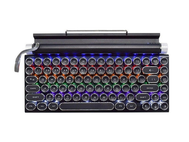 83-Key Typewriter-Style Mechanical Keyboard ‚Äì Hot-Swappable Blue Switches, Dual Bluetooth, RGB, Black