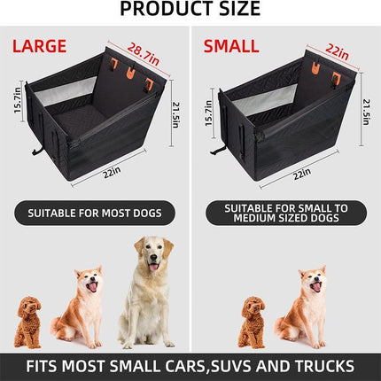 Single Seat Car Pet Mat for Back Row, Hardened Base Mesh Dog Basket, Waterproof Dirt Resistant Pet Car Seat Cover, Grey Large Size, Christmas Halloween Pet Owner Gift