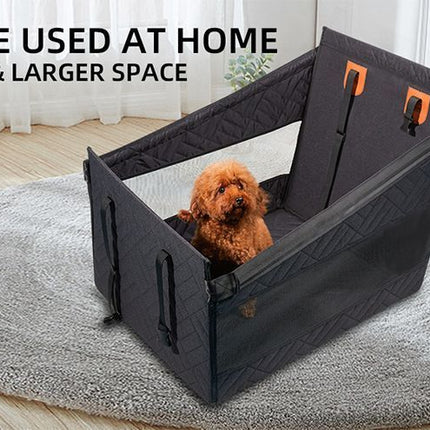 Single Seat Car Pet Mat for Back Row, Hardened Base Mesh Dog Basket, Waterproof Dirt Resistant Pet Car Seat Cover, Grey Large Size, Christmas Halloween Pet Owner Gift