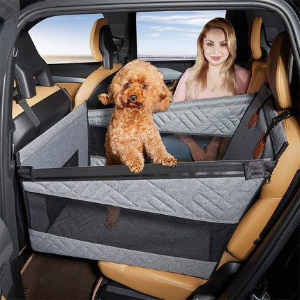 Back Single Seat Pet Car Basket Mat, Hardened Base & Ventilated Mesh Design, Waterproof Stain Proof Dog Seat Cover, Grey Small Size, Christmas Halloween Practical Pet Gift