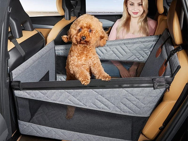 Back Single Seat Pet Car Basket Mat, Hardened Base & Ventilated Mesh Design, Waterproof Stain Proof Dog Seat Cover, Grey Small Size, Christmas Halloween Practical Pet Gift