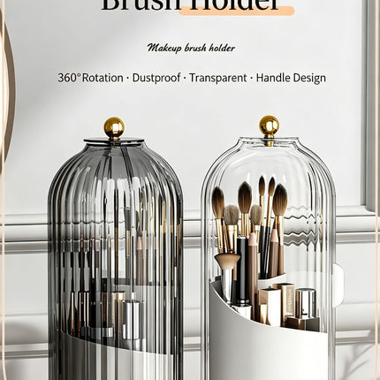 Spinning Birdcage Storage Bucket, Dustproof Multi-Grid Holder for Skincare, Makeup Brushes, Tableware & Toiletries, Transparent Green, 2 Pack, Christmas & Halloween Practical Gift