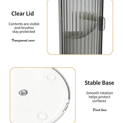 Rotatable Birdcage Vanity & Desktop Organiser, Dustproof Compartment Storage for Cosmetics, Stationery, Toothpaste, Knives, Forks & Spoons, Transparent Grey, 2 Pack, Christmas & Halloween Multi-scene Gift