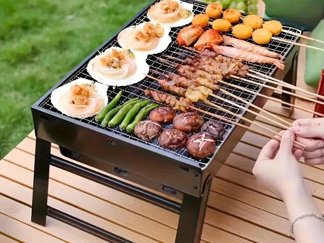 Portable Folding Grill: 4-Step Assembly, Light & Portable, Sturdy Design, Enjoy Outdoor Grilling Anytime