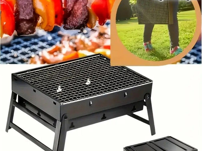 Portable Folding Grill: 4-Step Assembly, Light & Portable, Sturdy Design, Enjoy Outdoor Grilling Anytime