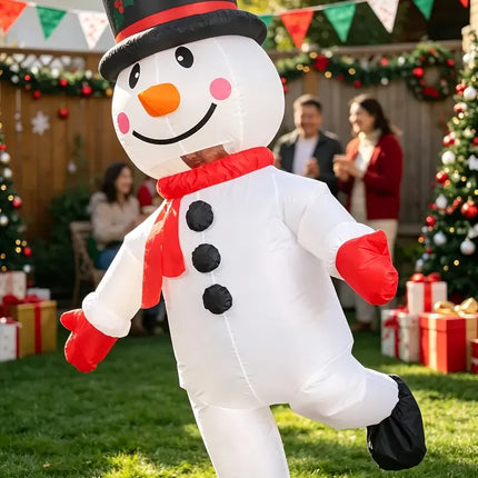 Black Hat Snowman Christmas Inflatable Costume, Polyester Adult Big Hat Snowman Christmas Inflatable Costume, Role-Playing Inflatable Costume Dress-Up Prop, suitable for Christmas, Halloween, Carnival, various activities and parties (costume does not meas