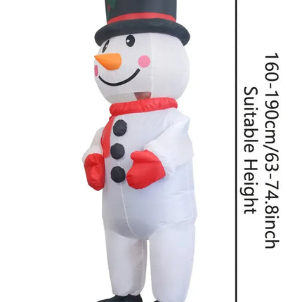 Black Hat Snowman Christmas Inflatable Costume, Polyester Adult Big Hat Snowman Christmas Inflatable Costume, Role-Playing Inflatable Costume Dress-Up Prop, suitable for Christmas, Halloween, Carnival, various activities and parties (costume does not meas
