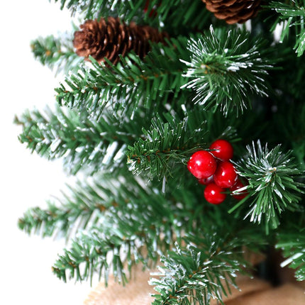 Mini Christmas Tree 45cm, Natural Pinecone Log Base Tabletop Decoration (Warm Light Version)