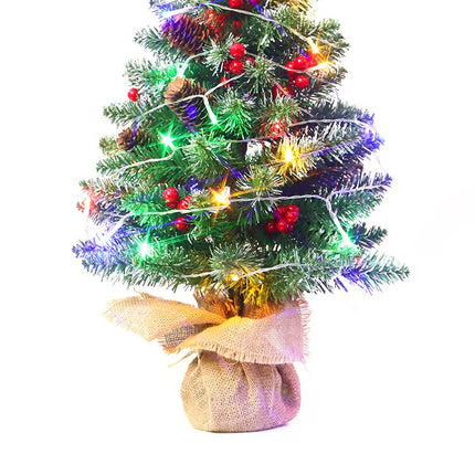 Mini Christmas Tree 45cm, Natural Pinecone Log Base Tabletop Decoration (Warm Light Version)