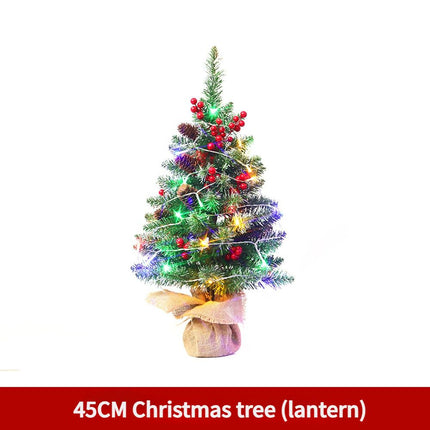 Mini Christmas Tree 45cm, Natural Pinecone Log Base Tabletop Decoration (Warm Light Version)