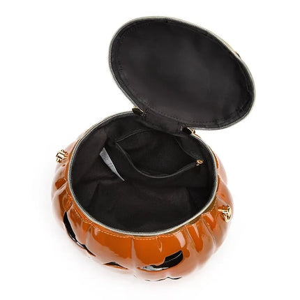 Halloween Upgraded Fun Pumpkin Bag, Dual-Strap Design, PU Material, Medium-Large Capacity, Party Essential./orange