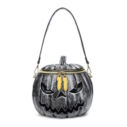 Halloween Upgraded Fun Pumpkin Bag, Dual-Strap Design, PU Material, Medium-Large Capacity, Party Essential./orange