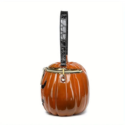 Halloween Upgraded Fun Pumpkin Bag, Dual-Strap Design, PU Material, Medium-Large Capacity, Party Essential./silver