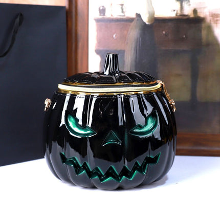 Halloween Upgraded Fun Pumpkin Bag, Dual-Strap Design, PU Material, Medium-Large Capacity, Party Essential./YELLOW