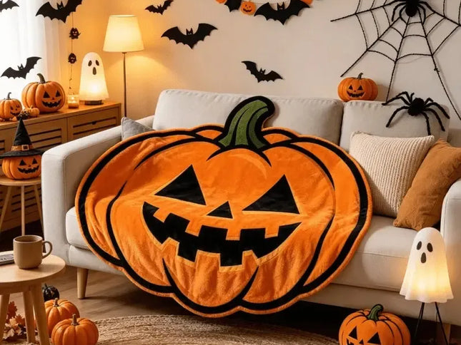 🎃 Halloween Pumpkin-Shaped Flannel Throw Blanket, Soft & Warm, Must-Have Creative Home Decor! 🎃/180*180cm(70.87*70.87in)